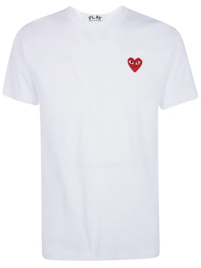 Comme Des Garçons Play Unisex T-shirt Red Emblem Knit In White