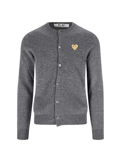 Comme Des Garçons Play Comme Des Garcons Play Unisex Wool Sweater With Signature Heart Motif In Gray