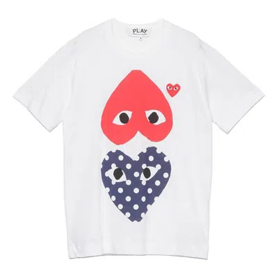 COMME DES GARÇONS PLAY COMME DES GARCONS PLAY UPSIDE DOWN POLKA DOT TEE 'WHITE RED NAVY'