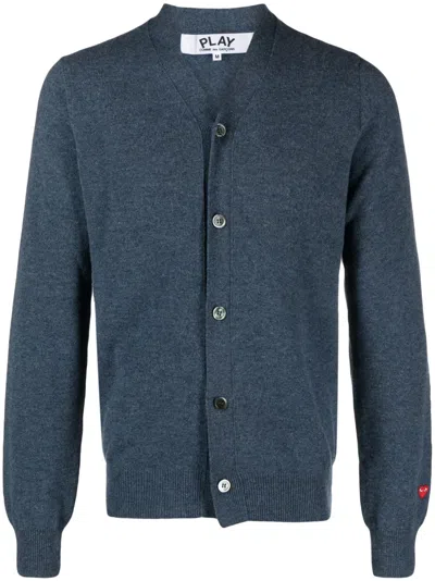 Comme Des Garçons Play V-neck Buttoned Cardigan In Blue