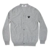 Comme Des Garçons Play Heart-embellished V-neck Cardigan In Gray