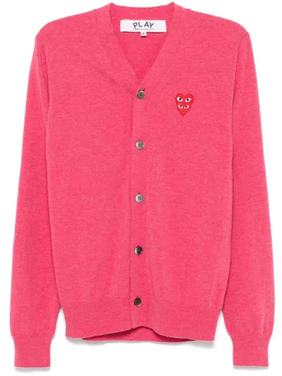 Comme Des Garçons Play Cardigan Mit Doppeltem Herz-patch In Rosa