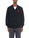 Comme Des Garçons Play V-neck Logo Cardigan In Multi