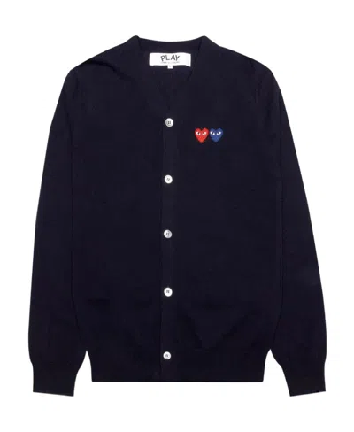 Comme Des Garçons Play V-neck Long-sleeved Sweater In Black