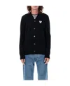 Comme Des Garçons Play Heart-patch Wool Cardigan In Black