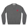 Comme Des Garçons Play Comme Des Garcons Play V-neck L/s T-shirt Red Emblem 'grey' In Gray