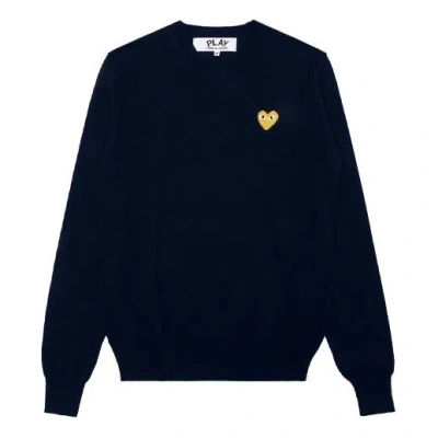 Comme Des Garçons Play Comme Des Garcons Play V-neck Pullover Gold Emblem 'black' In Blue
