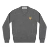 Comme Des Garçons Play Comme Des Garcons Play V-neck Pullover Gold Emblem 'grey'