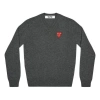 Comme Des Garçons Play Comme Des Garcons Play V-neck Pullover Red Emblem 'grey' In Gray