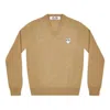 Comme Des Garçons Play Comme Des Garcons Play V-neck Pullover White Emblem 'camel' In Brown