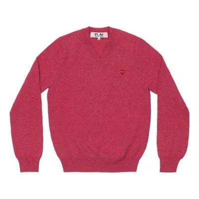 Comme Des Garçons Play Comme Des Garcons Play V-neck Pullover With Small Red Heart 'pink'