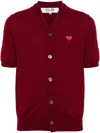 Comme Des Garçons Play V-neck Wool Cardigan In 红色