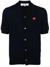 Comme Des Garçons Play Heart-patch Wool Cardigan In 蓝色