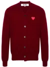 Comme Des Garçons Play V-neck Wool Cardigan In Rot