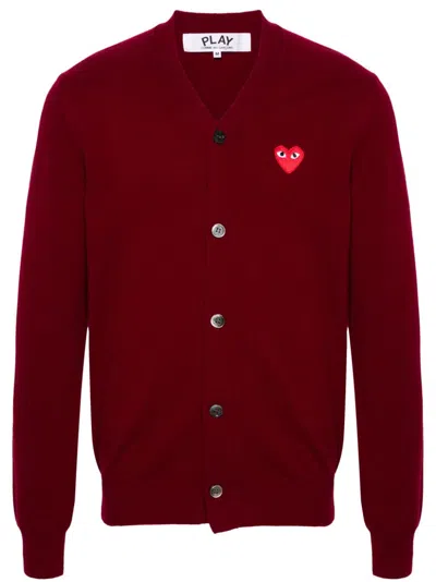 Comme Des Garçons Play Cardigan Mit V-ausschnitt In Rot