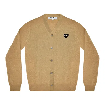 Comme Des Garçons Play V-neck Cardigan Black Emblem Cardigan Unisex In Brown