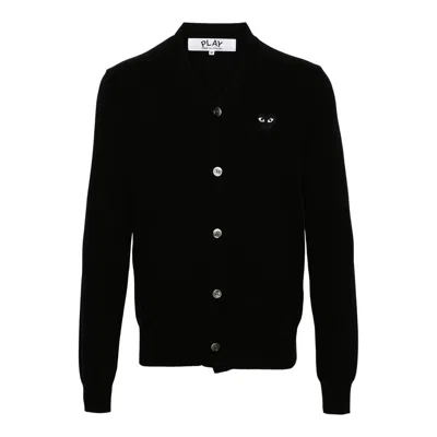 Comme Des Garçons Play V-neck Cardigan Black Emblem Unisex