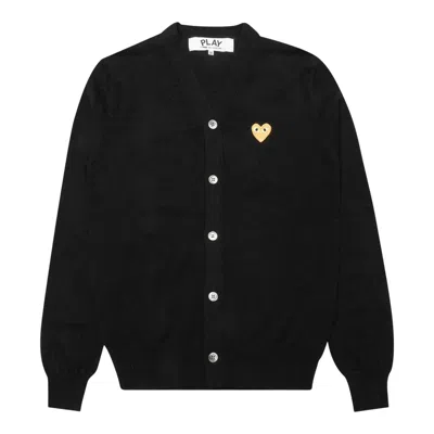 Comme Des Garçons Play V-neck Cardigan Gold Emblem Unisex In Black
