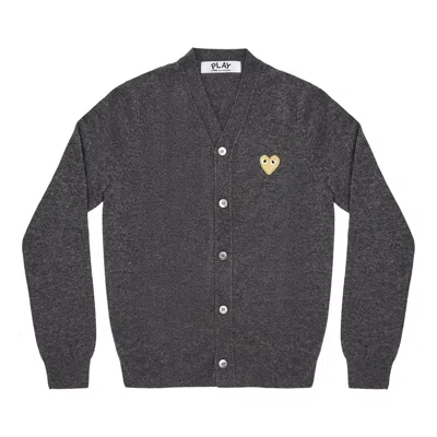 Comme Des Garçons Play V-neck Cardigan Gold Emblem Unisex In Gray
