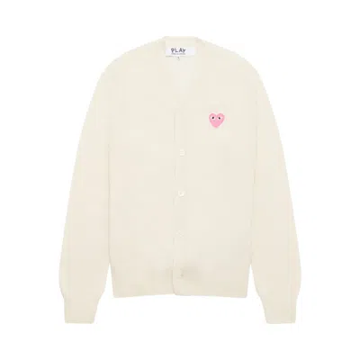 Pre-owned Comme Des Garçons Play V-neck Cardigan 'white' | Men's Size M