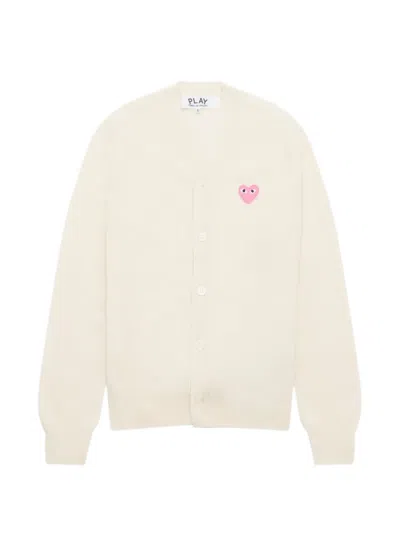 Comme Des Garçons Play V-neck Logo-patch Cardigan In Green
