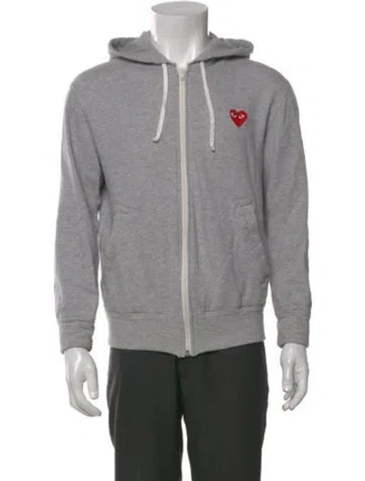 Pre-owned Comme Des Garçons Play V-neck Long Sleeve Hoodie In Gray
