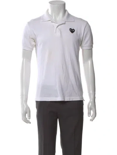Pre-owned Comme Des Garçons Play V-neck Short Sleeve Polo Shirt In White