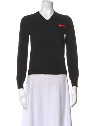 Pre-owned Comme Des Garçons Play V-neck Sweater In Black