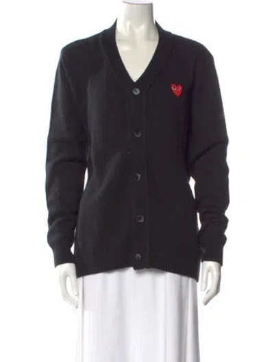 Pre-owned Comme Des Garçons Play V-neck Sweater In Black