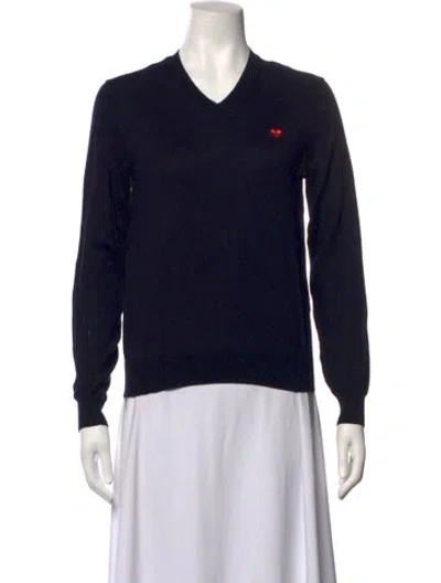 Pre-owned Comme Des Garçons Play V-neck Sweater In Black