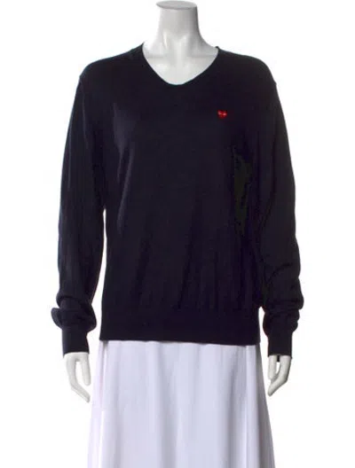 Pre-owned Comme Des Garçons Play V-neck Sweater In Black