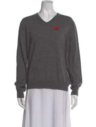 Pre-owned Comme Des Garçons Play V-neck Sweater In Gray