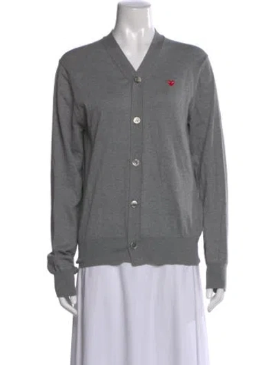 Pre-owned Comme Des Garçons Play V-neck Sweater In Gray