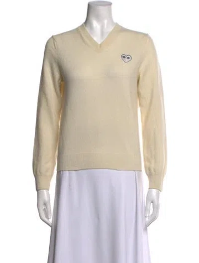 Pre-owned Comme Des Garçons Play V-neck Sweater In Neutrals
