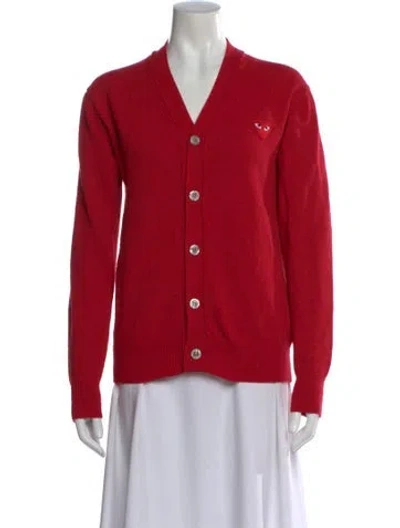 Pre-owned Comme Des Garçons Play V-neck Sweater In Red