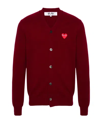 Comme Des Garçons Play V-neck Wool Cardigan In Multi