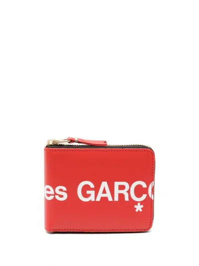 Comme Des Garçons Play Wallet Huge Logo In Red