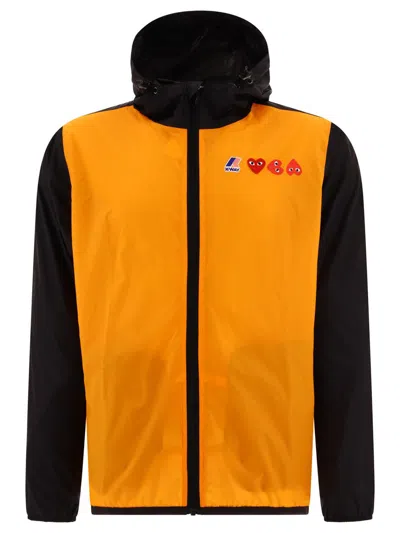 Comme Des Garçons Play X K-way Claude Heart-patch Colour-block Jacket In Multi