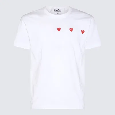 COMME DES GARÇONS PLAY WHITE AND RED COTTON PLAY T-SHIRT