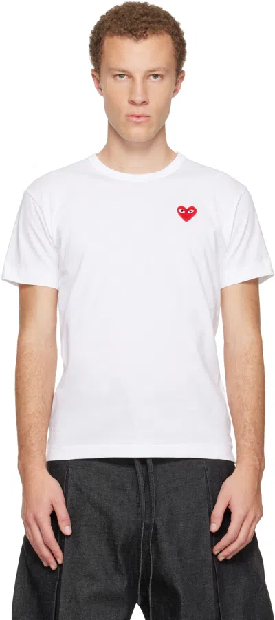 Comme Des Garçons Play Comme Des Garcons Play Mens Red Heart Logo T-shirt In White