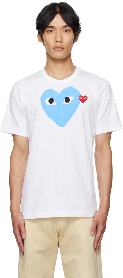 Comme Des Garçons Play White Big Blue Heart T-shirt