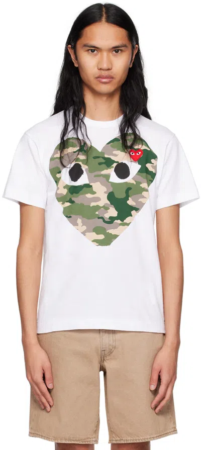 Comme Des Garçons Play Almond-eyed Heart T-shirt In White