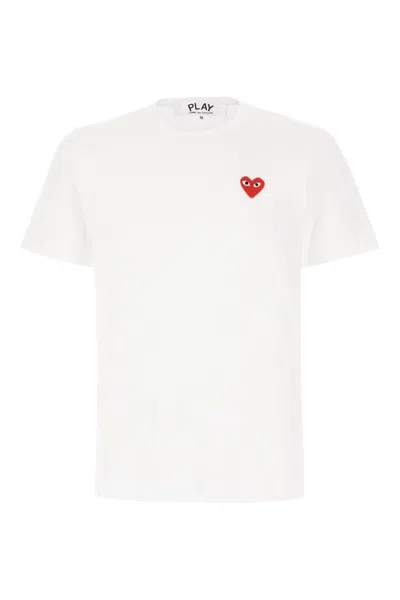 Comme Des Garçons Play Overlap-heart Print Cotton-jersey T-shirt In White