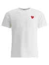 Comme Des Garçons Play White Cotton T-shirt With Crystal Heart In White