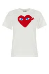 Comme Des Garçons Play Small And Big Heart-print Cotton T-shirt In White