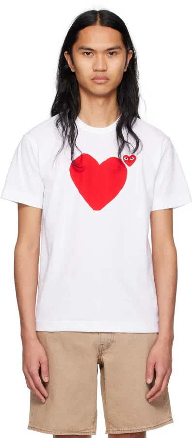 Comme Des Garçons Play White Double Heart T-shirt In 1 White