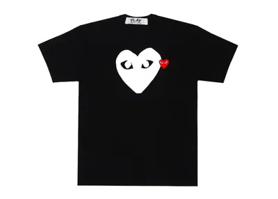 Pre-owned Comme Des Garçons Play White Heart Red Emblem T-shirt In Black