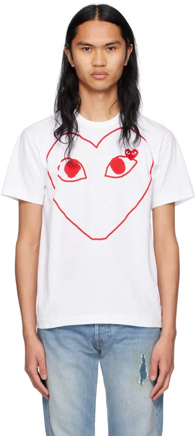 Comme Des Garçons Play White Heart T-shirt In 1 White