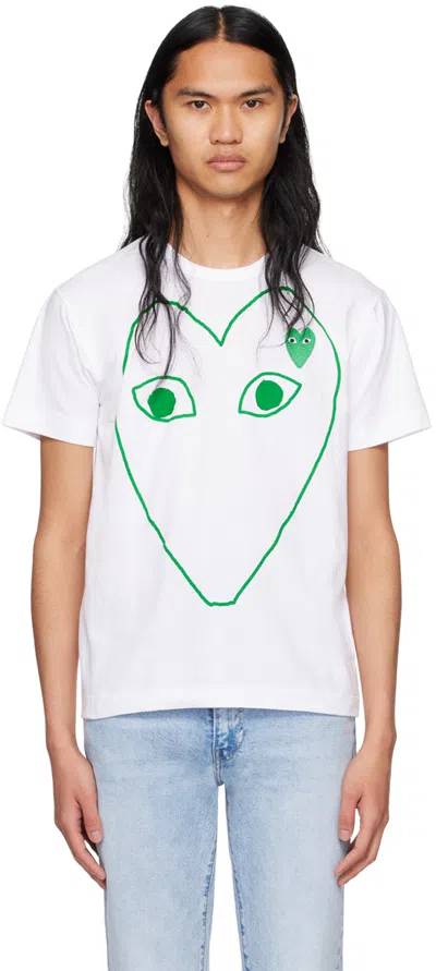 Comme Des Garçons Play White Heart T-shirt In 1 White