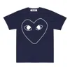 Comme Des Garçons Play Comme Des Garcons Play White Love Printing Short Sleeve Navy Blue In Blue
